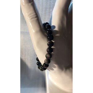 Silver Sheen Obsidian Bead Bracelet